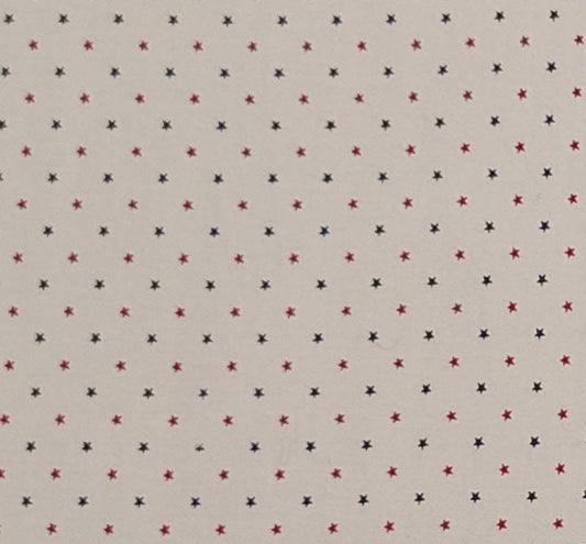 Americana in Miniature Judie Rothermal for Marcus Brothers Textiles Inc - Ecru Fabric / Miniature Dark Red and Navy Star Print