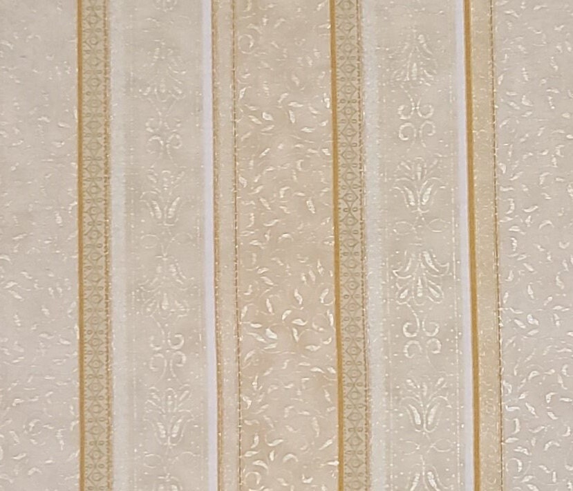 EOB - Venetian Holiday Style #E882 by Hoffman California International Fabrics-Cream and Gold Vertical (Parallel to Selvage) Striped Fabric