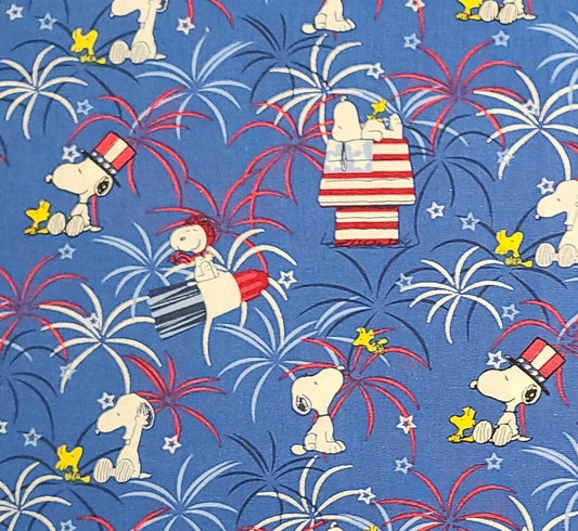 CP69333 Snoopy Fireworks with Metallic 2017 Peanuts Worldwide LLC Springs Creative Products Group - Medium Blue Fabric