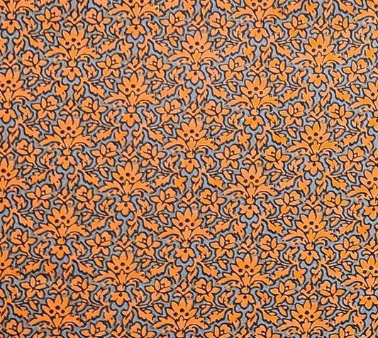 Web of Roses by Jera Brandvig for Maywood Studio Damask Orange - Gray Fabric / Allover Orange Flower Print