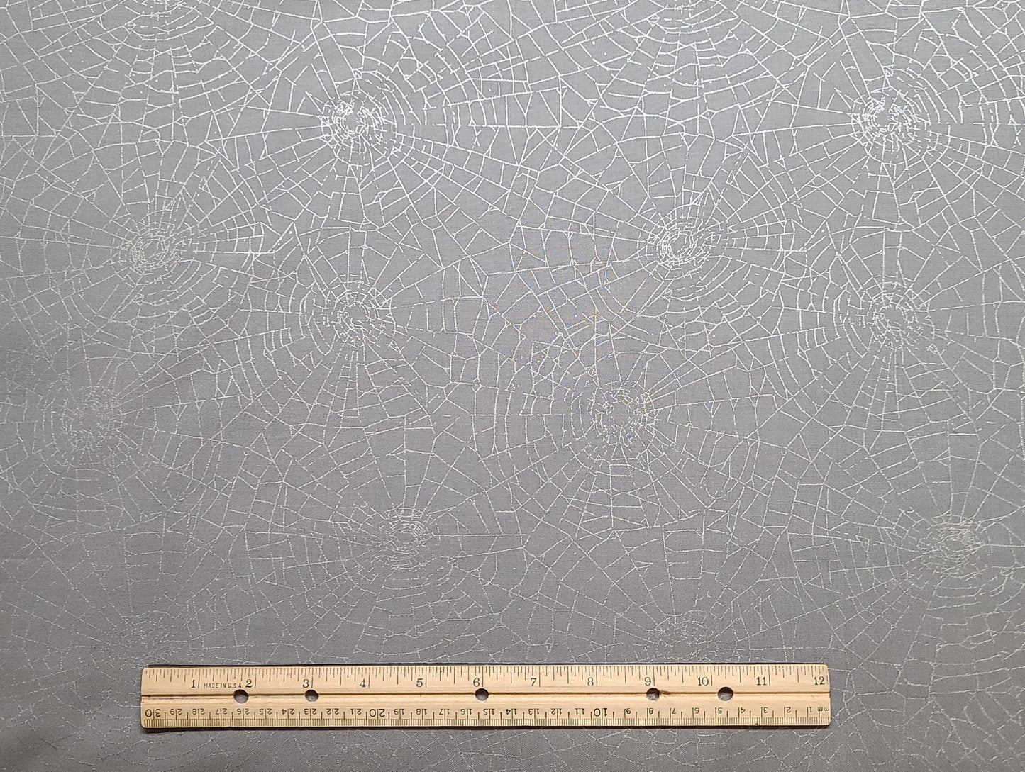 Web of Roses by Jera Brandvig for Maywood Studio Spider Webs Metallic Gray - Gray Fabric / Silver Metallic Web