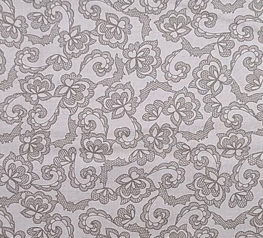 Web of Roses by Jera Brandvig for Maywood Studio Bat Lace Gray - Gray Fabric / Dark Gray Flower Lace Print