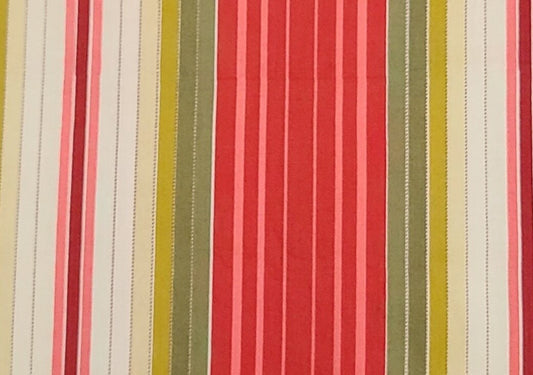 EOB - Chateaux Rococo by Robyn Pandolph for Free Spirit - Red, Pink, Green and Cream Vertical (Parallel to Selvage) Stripe Fabric