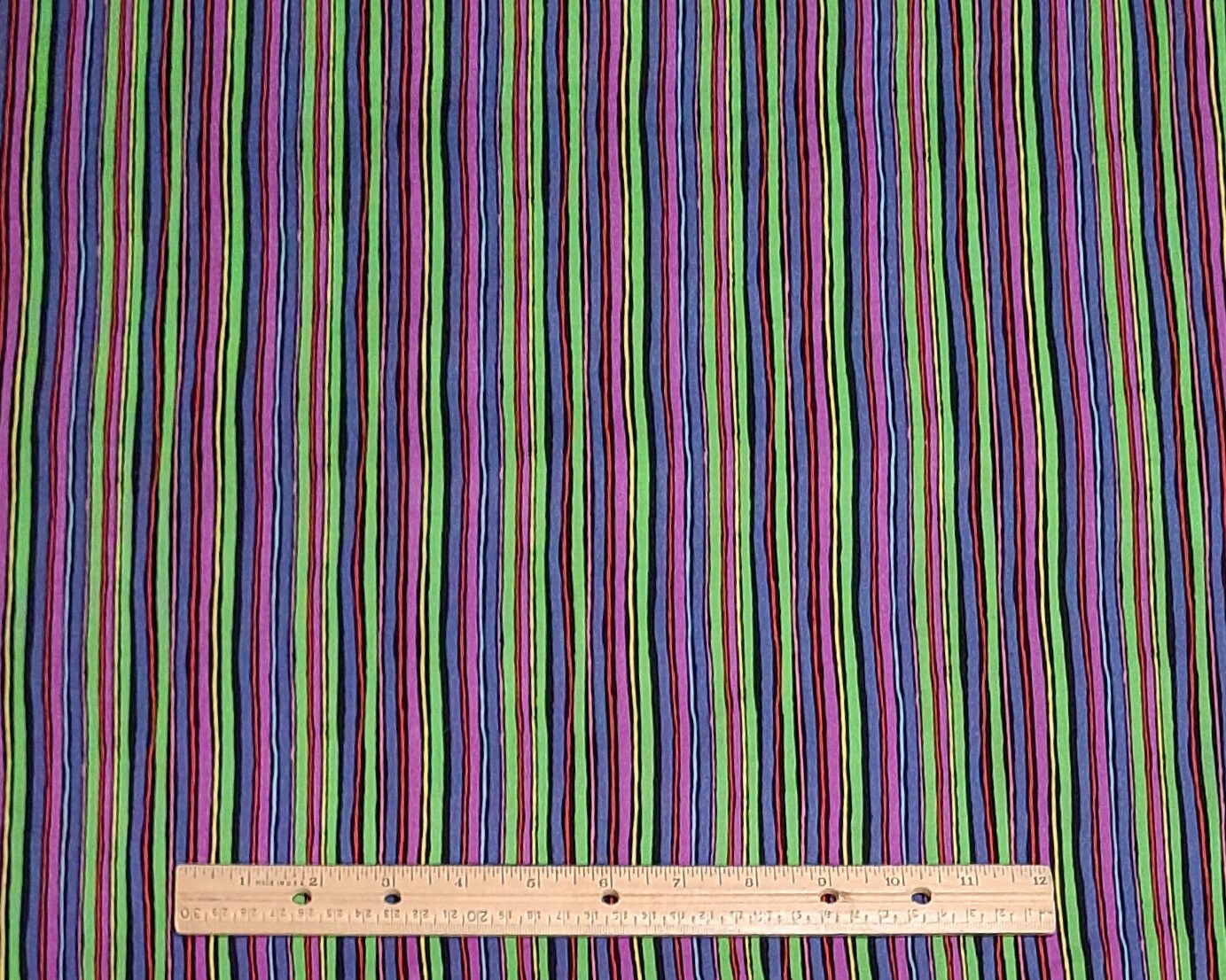 MB Textiles Inc - Blue, Green, Purple, Yellow, Red Vertical (Parallel to Selvage) Strip Fabric