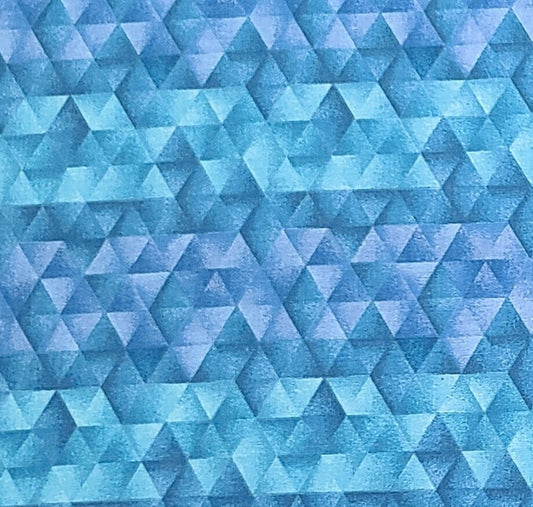 Fabric Traditions 2019 - Blue and Teal Horizontal (Selvage to Selvage) Strip Tonal Fabric / Triangle Pattern