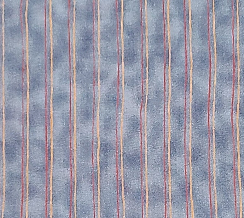 Yankee Doodle Teresa Kogut Licensed to SSI - Slate Blue Tonal Fabric / Red and Gold Vertical (Parallel to Selvage) Pinstripe