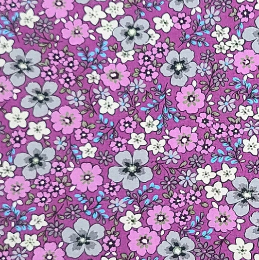 EOB - Creating New Traditions by Fabric Traditions 2013 - Royal Purple Fabric / Lavender, White, Gray, Bright Blue Flower Print