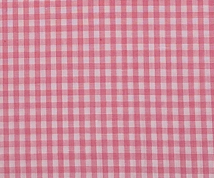 Bubble Gum Pink Gingham Fabric - Selvage to Selvage Print