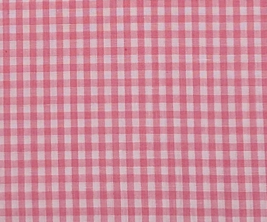 Bubble Gum Pink Gingham Fabric - Selvage to Selvage Print