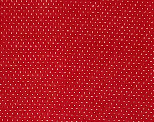 Red Fabric / Gold Metallic Pin Dot - Selvage to Selvage Print