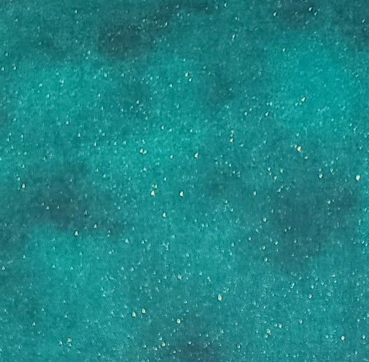 Emerald Green Tonal Fabric / Gold Metallic Shimmer - Selvage to Selvage Print