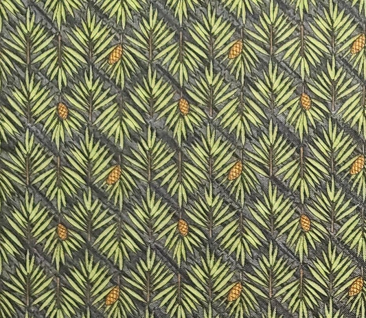 Debbie Mumm for JoAnn Fabric - Green Tonal Pine Bough Print Fabric / Pinecones