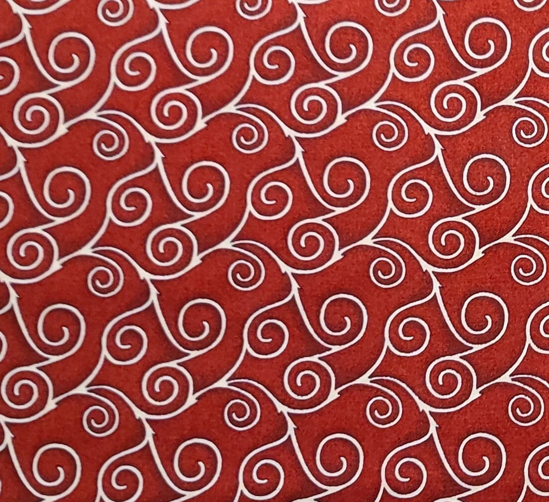 Debbie Mumm for SSI - Red Tonal Fabric / Cream Scroll Pattern