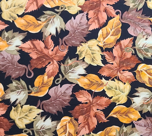 B43-HB-P07 2011 Brother Sister Design Studio - Black Fabric / Rust, Gold, Brown Leaf Print