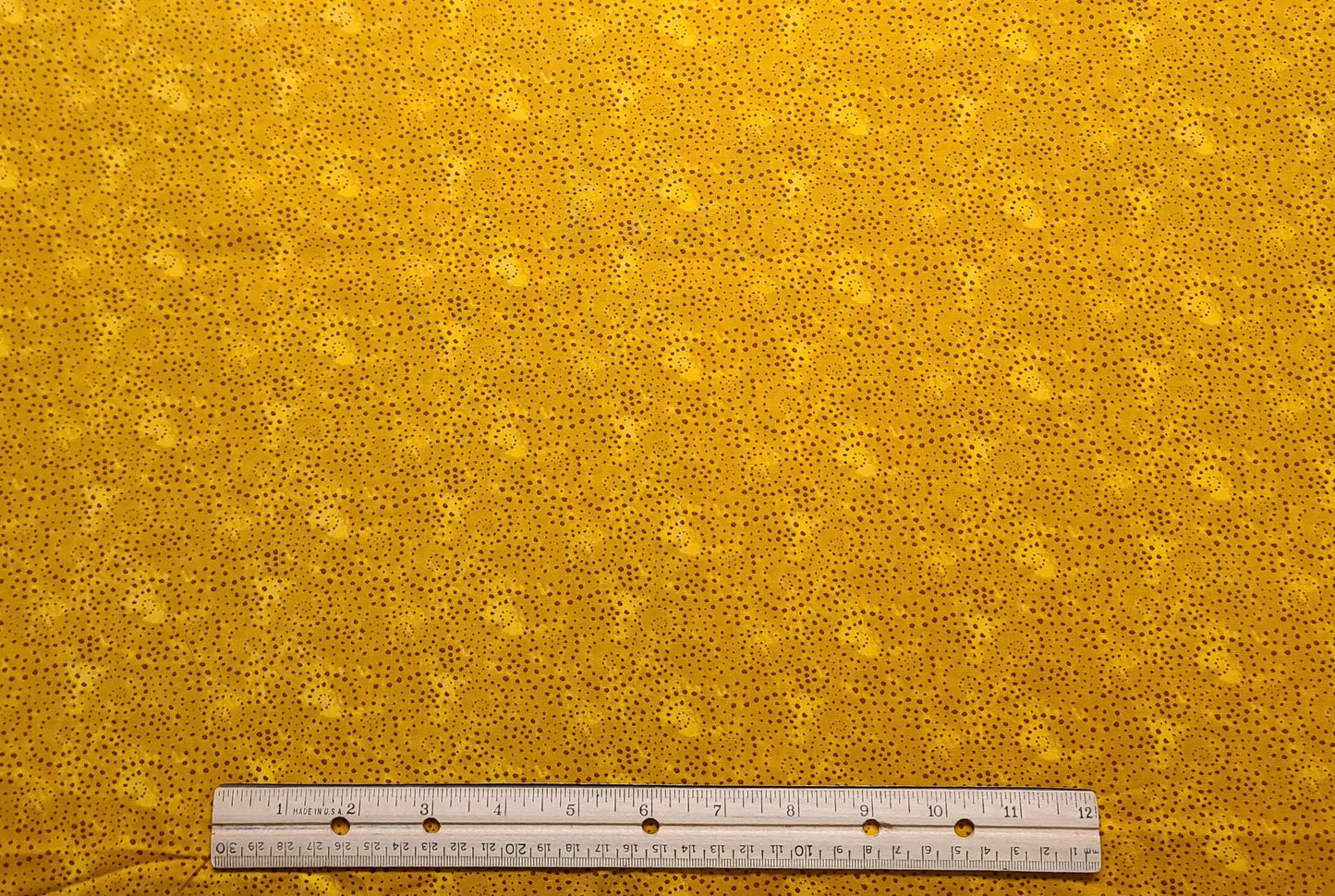 CP28346 Sapphire Jungle Spiral Dot - Butterscotch and Goldenrod Tonal Fabric / Brown Spiral and Dot Pattern