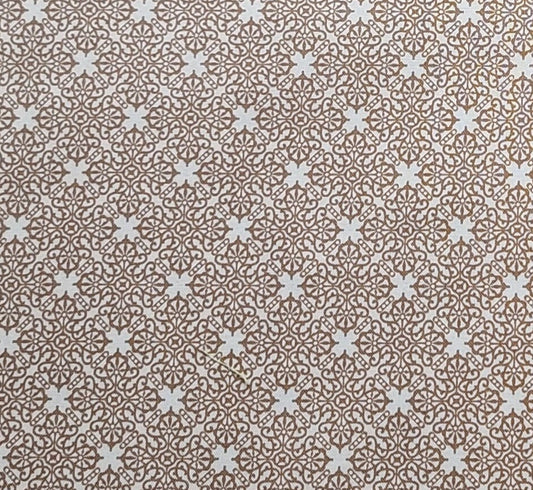 EOB - Heidi Grace for JoAnn Fabric - White Fabric / Light Brown Reproduction Style Floral and Diamond Print