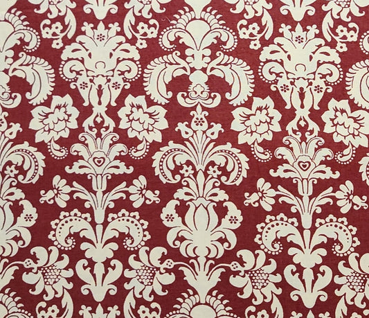 JoAnn Fabric - Dark Red Fabric / Cream Reproduction Victorian Style Flower Print