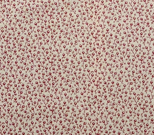 Marcus Brothers Textiles Inc - Light Tan Reproduction Style Red Flower Print