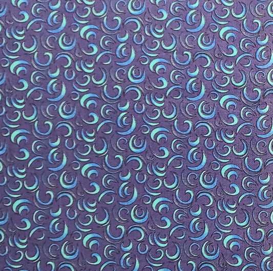 CP31129 Polynesia Swirl Legacy Studio - Violet Blue Fabric / Blue/Green Swirl Print