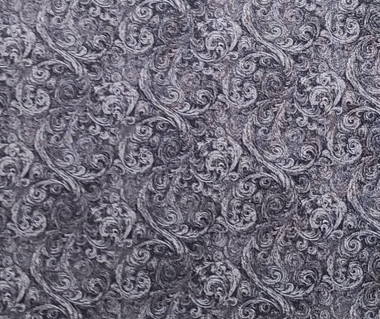 Radiant Waves for Legacy Studio D#70298CRK - Black and Gray Victorian Scroll Print Fabric