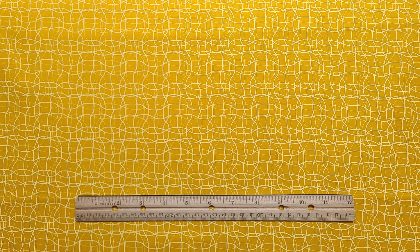 Dark Yellow Fabric / White Design - Selvage to Selvage Print