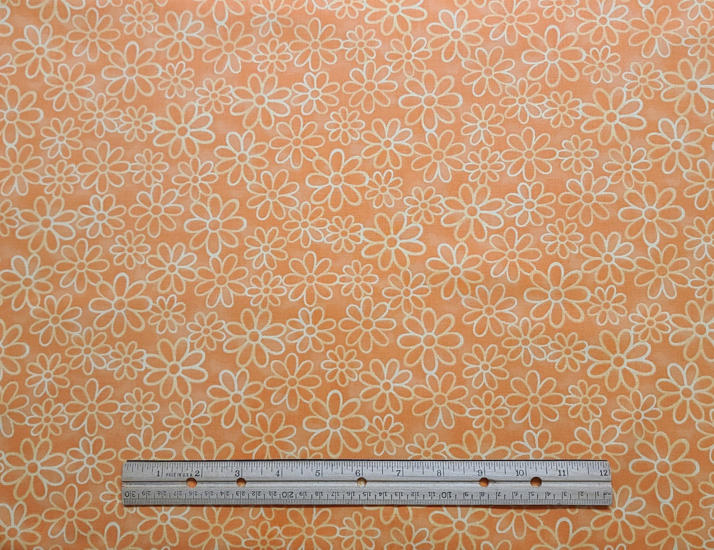 Fabric Traditions 2011 - Coral Tonal Fabric / Yellow Silhouette Flower Print