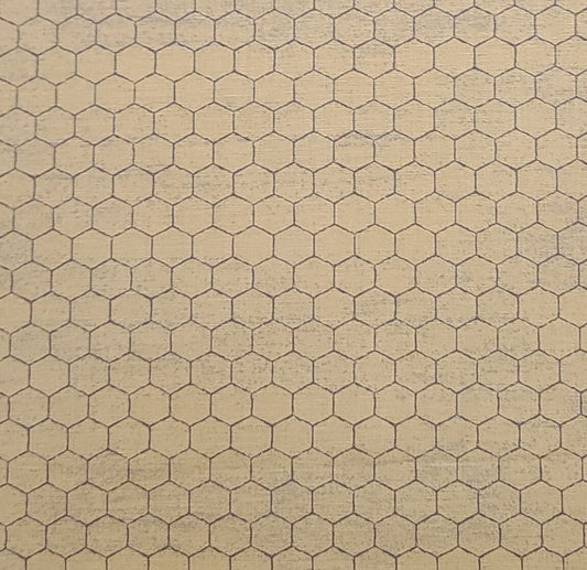 Riley Blake Design Pattern #C10104 2020 - Bee's Life by Tara Reed - Gold Tonal Fabric / Brown Honeycomb Pattern