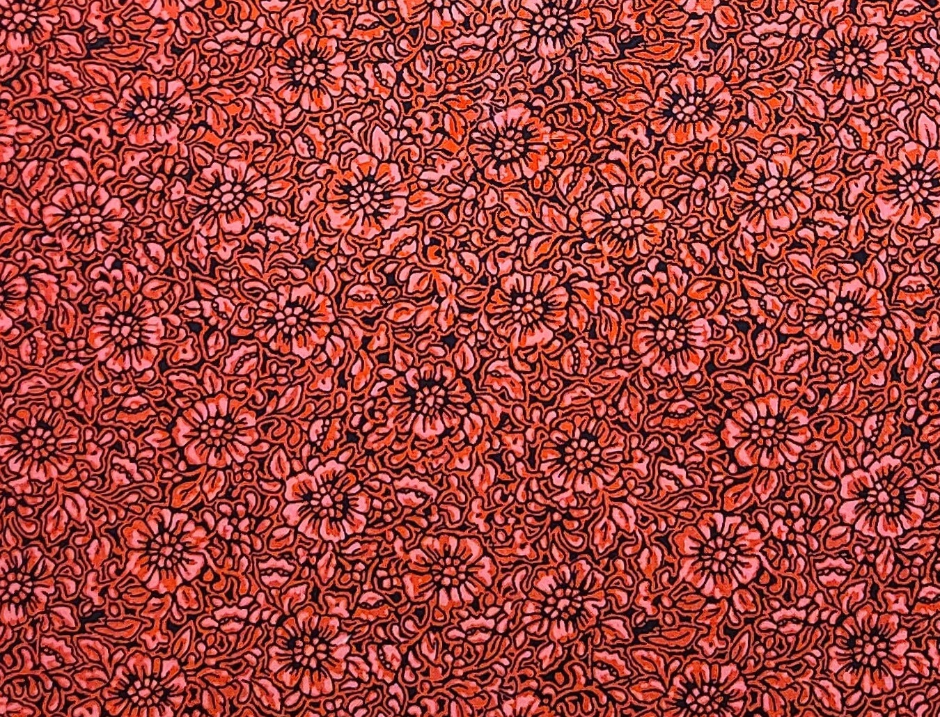 CP28777 Quilters Showcase - Black, Red and Pink Tonal Flower Print Fabric