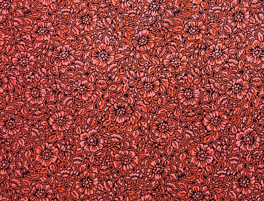 CP28777 Quilters Showcase - Black, Red and Pink Tonal Flower Print Fabric