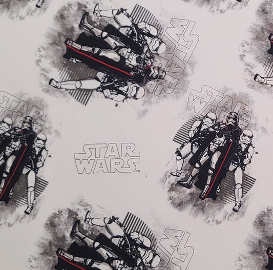 Style 7360208 Star Wars Lucasfilm Ltd Camelot Fabrics - White and Gray Tonal Fabric / Red, Black Paratroopers / Gray Script