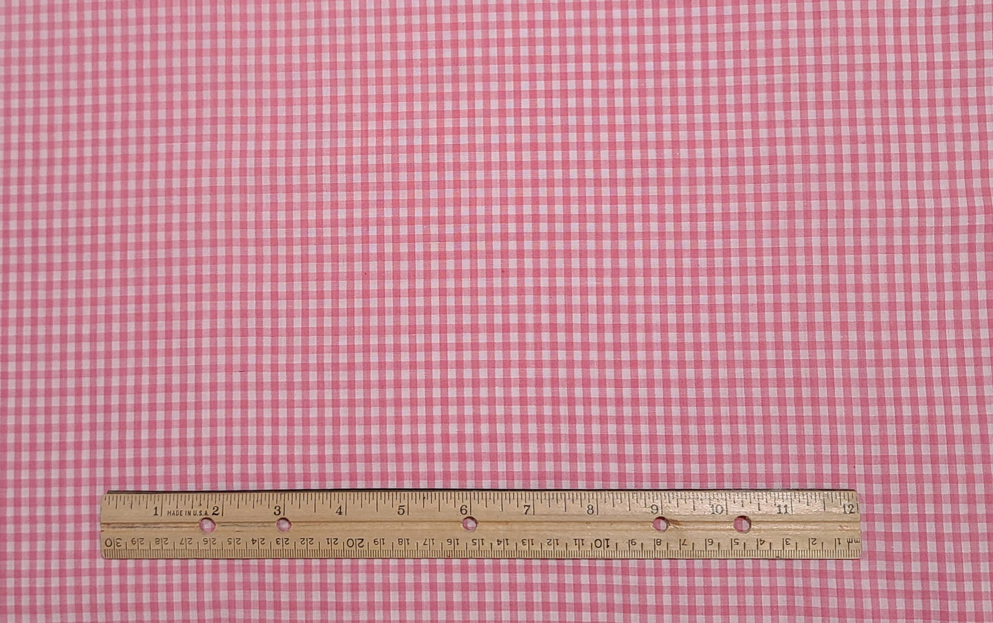 Bubble Gum Pink Gingham Fabric - Selvage to Selvage Print