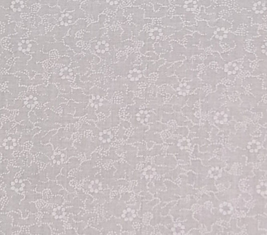 White Fabric / White Tone-on-Tone Flower and Vine Print - Selvage to Selvage Print..