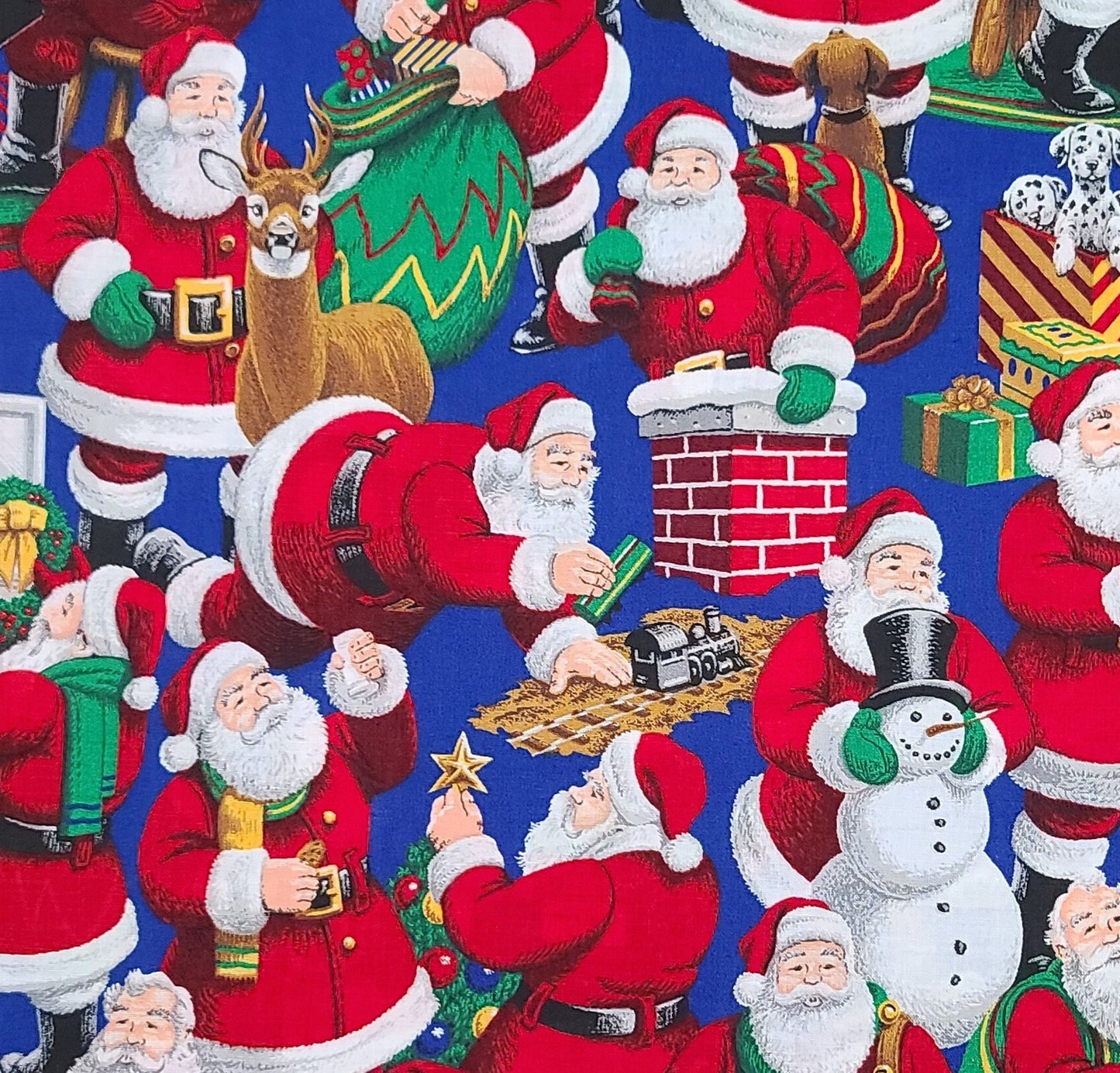 Medium Blue Fabric / Vintage Santa Print