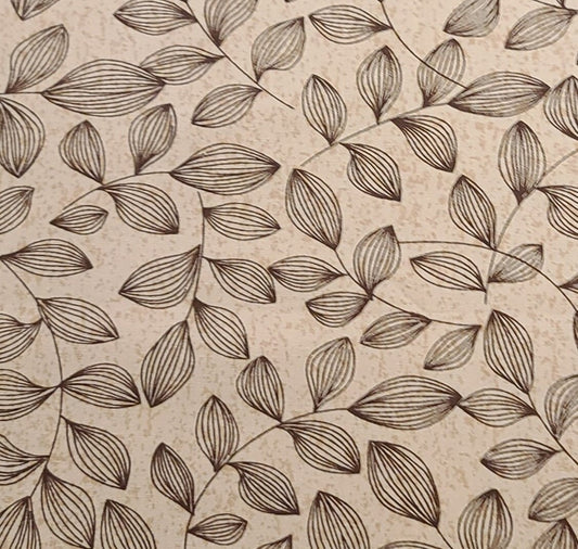 JoAnn Fabric - Tan Tonal Fabric / Dark Brown Leaf Print