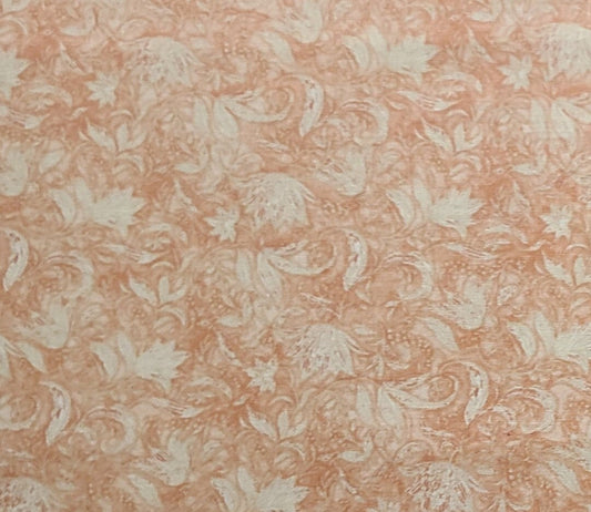 CP39802 Victorian Garden Texture Peach Susan Winget - Peach and Cream Flower Print Fabric