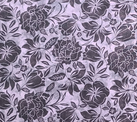 CP37854 Floral Stencil Susan Winget - Lavender and Light Purple Tonal Fabric / Dark Purple Flower Pattern