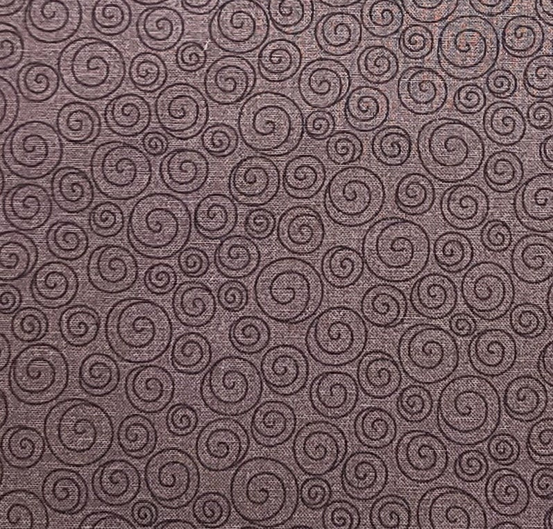 Dark Brown Fabric / Black Swirl Print