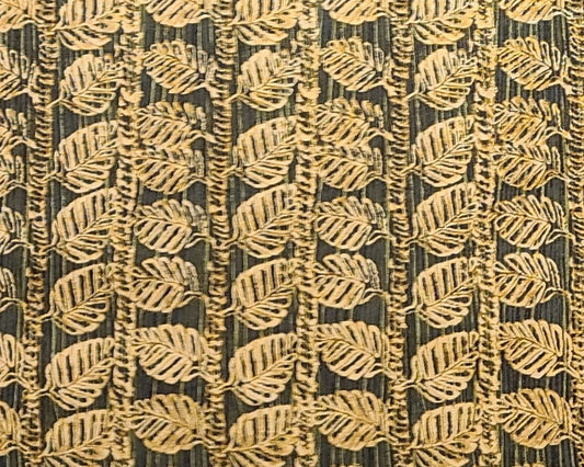 2003 American Folkart Museum Andover Fabrics Inc - Olive Green Striated Fabric / Gold Leaf Stripe