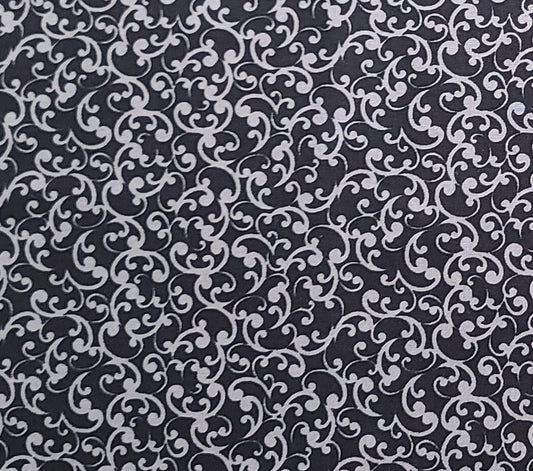 JoAnn Fabric - Black Fabric / Gray Scroll Print