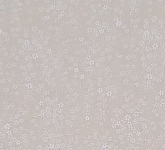 Timeless Treasures 2005 D#HUE-C6566 - Ecru Fabric / White Flower Print