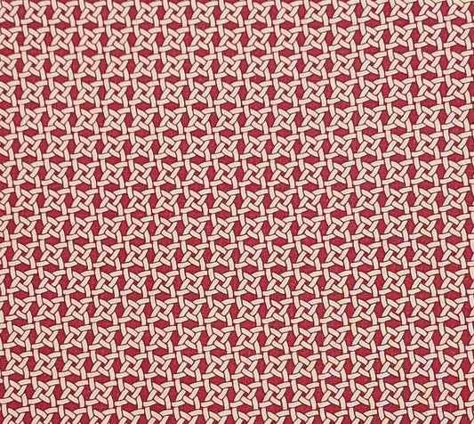 Dark Red and Tan "Chain Link" Pattern Fabric - Selvage to Selvage Print