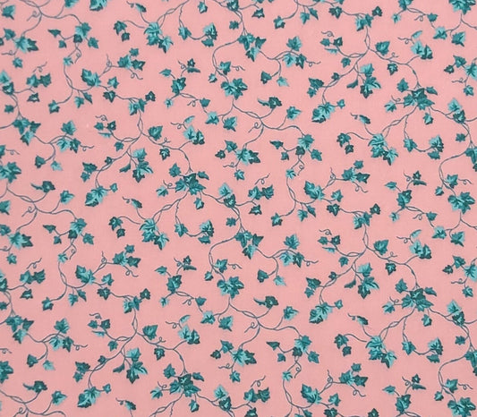 Fabric Traditions 1991 - Pink Fabric / Blue/Green Ivy Vine Print