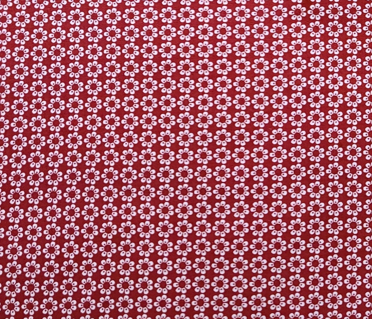 JoAnn Fabric - Red Fabric / White Retro Flower Print