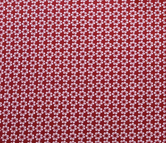 JoAnn Fabric - Red Fabric / White Retro Flower Print