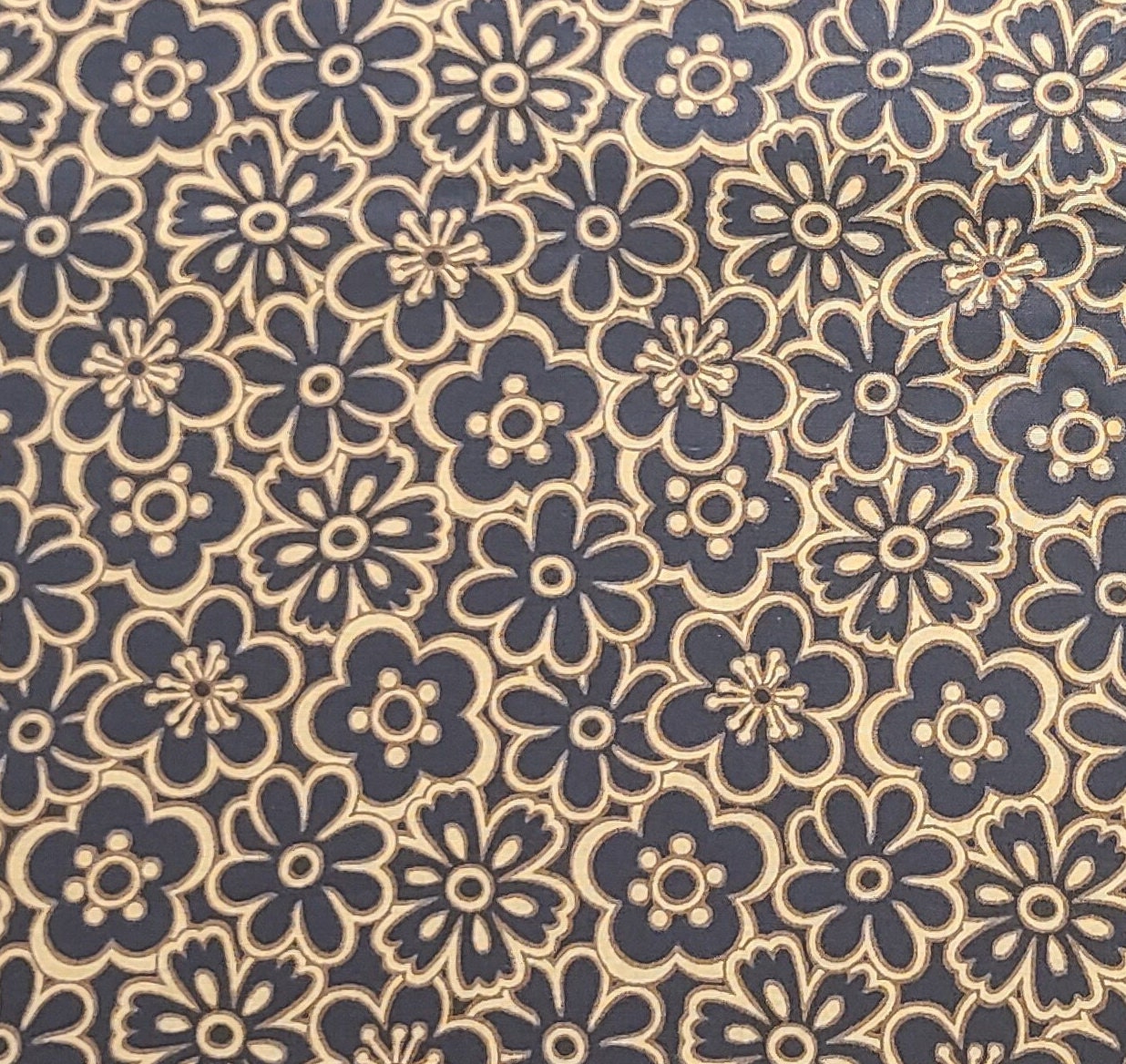 Fabric Traditions 2009 - Black Fabric / Brown and Gold Flower Print