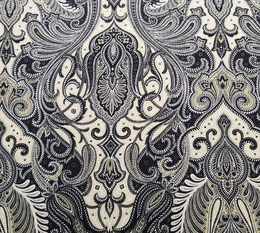 EOB - CP31079 Ravendale Paisley Legacy Studio - Black, White, Taupe Giant Paisley Print Fabric