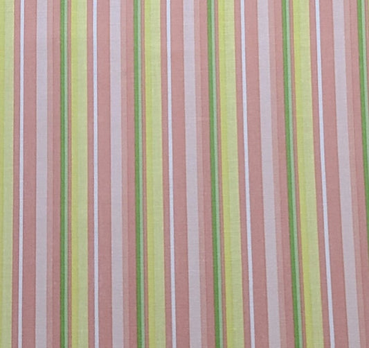 Free Bird Studio for Legacy Studio Stella Design #10637 - Pink, Green, Yellow, White Vertical Stripe (Parallel to Selvage) Fabric