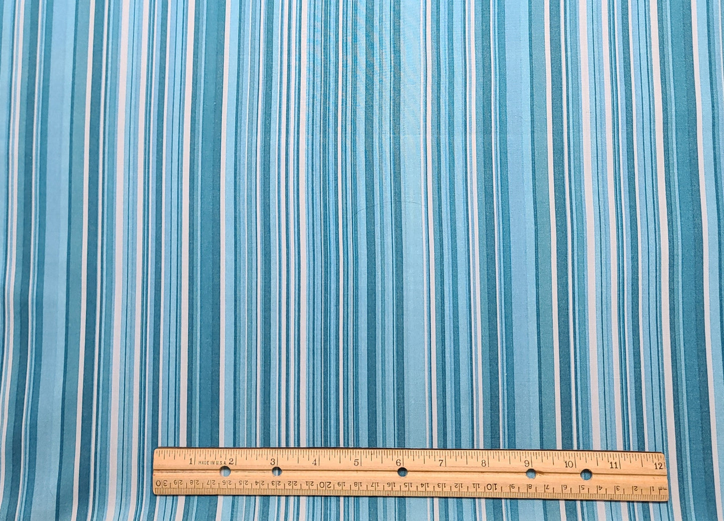 Brother Sister Design Studio Athena Patt#B1 1-A31 - Shades of Teal and White Vertical Stripe (Parallel to Selvage) Fabric