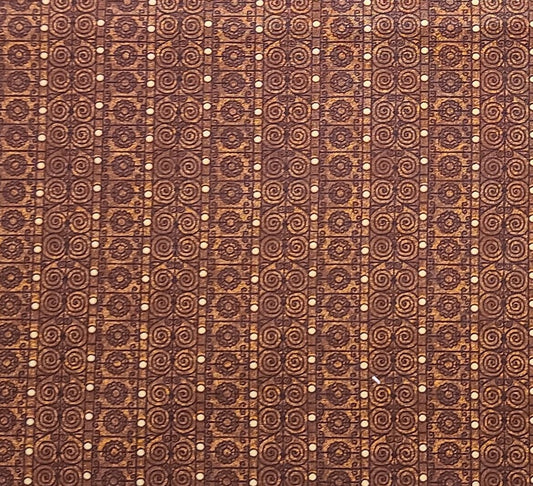 JoAnn Fabric - Chocolate Brown Tonal Fabric / Flower Swirl Print / Cream Dots