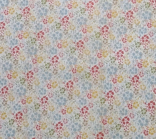 Color Bok for JoAnn Fabric - White Fabric / Gold, Pale Blue, Pink and Green Flower Print